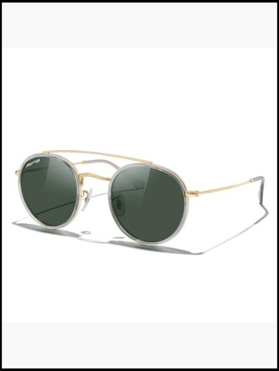Metal Frame Polarized Sunglasses Retro Round Double Bridge main image 4